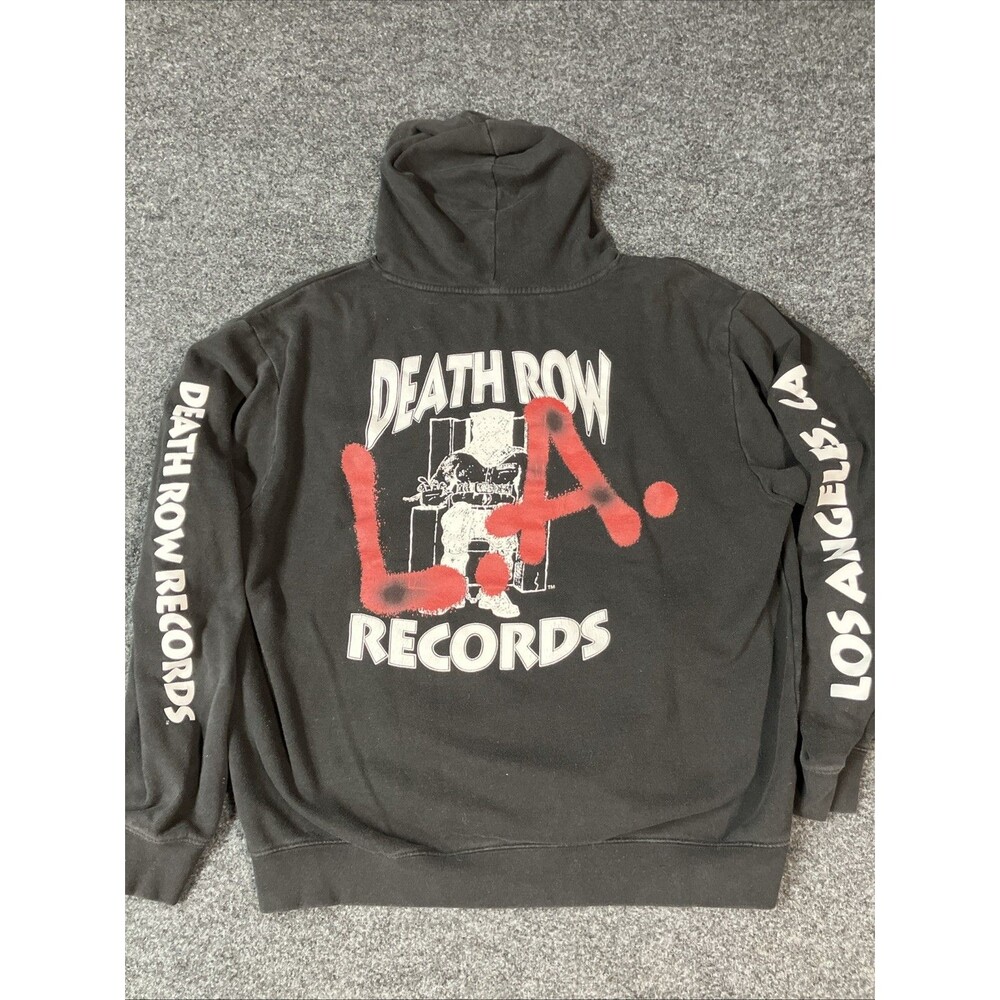 Death Row L.A. Records Hoodie Black Red Graphic Size Large